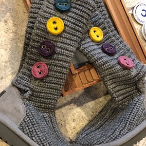 Girls grey button up ugg boots